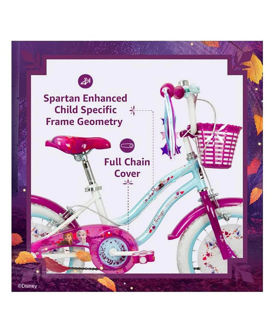 Spartan Disney Princess Bicycle, Rear Caliper Brakes, Easy Saddle Height Adjustment, Colorful, 3 Years+, Pink /Blue - 12 Inches