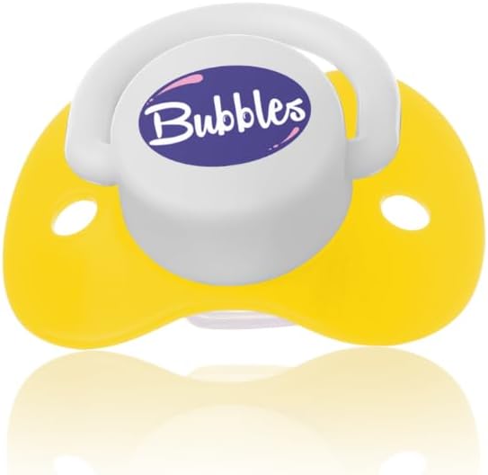 Bubbles Tatinah, Beveled Pacifier With Chain for +6M - Yellow