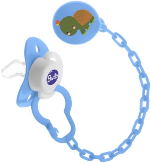 Bubbles Tatinah, Beveled Pacifier With Chain for newborn - Blue