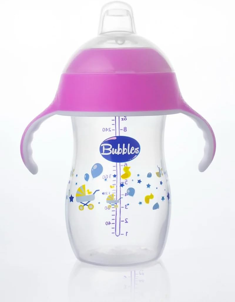 Bubbles cup 2 in 1 for drinking and feeding 280 ml - pink