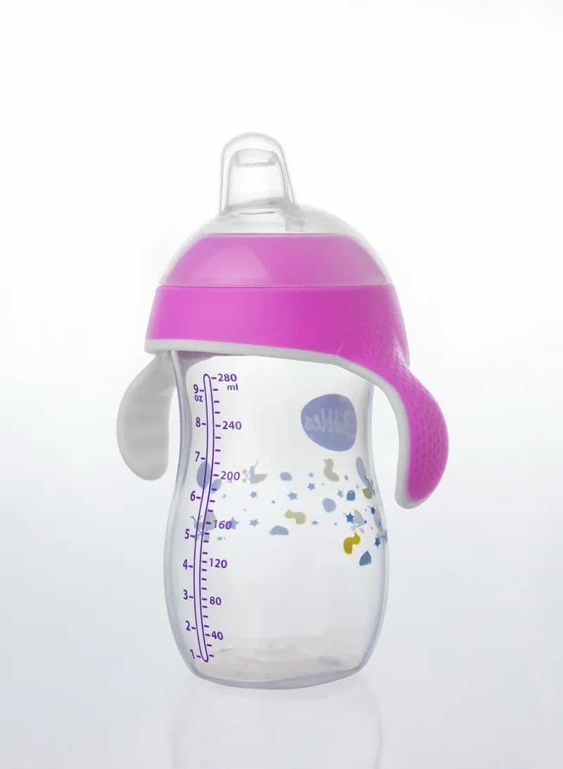 Bubbles cup 2 in 1 for drinking and feeding 280 ml - pink