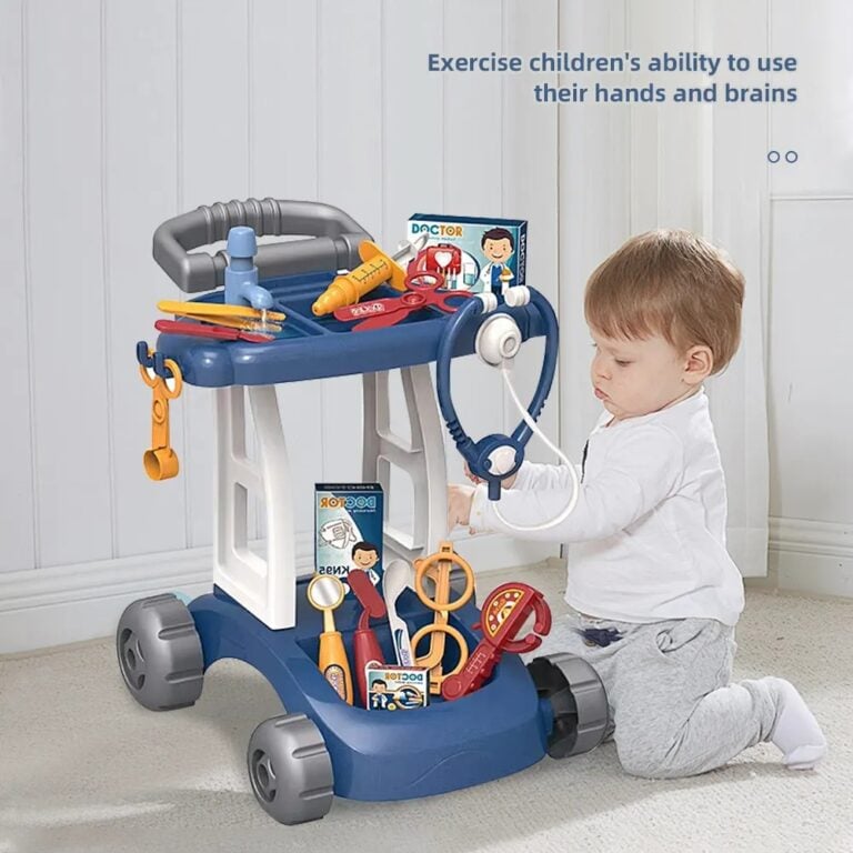Kids Doctor Medical Trolley Play Set with Doctor Accessories - pink