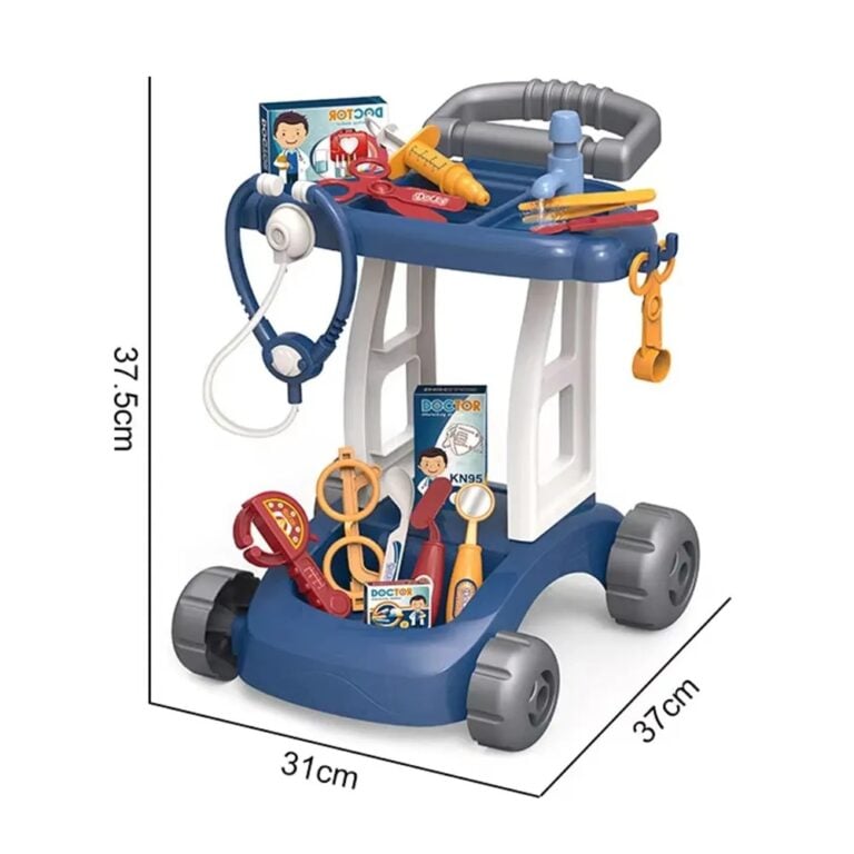 Kids Doctor Medical Trolley Play Set with Doctor Accessories - pink