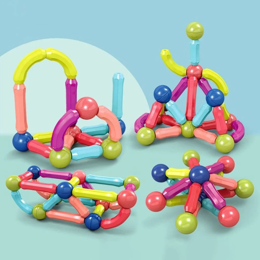 64-Piece Magnetic Building Sticks & Balls STEM Toy Set