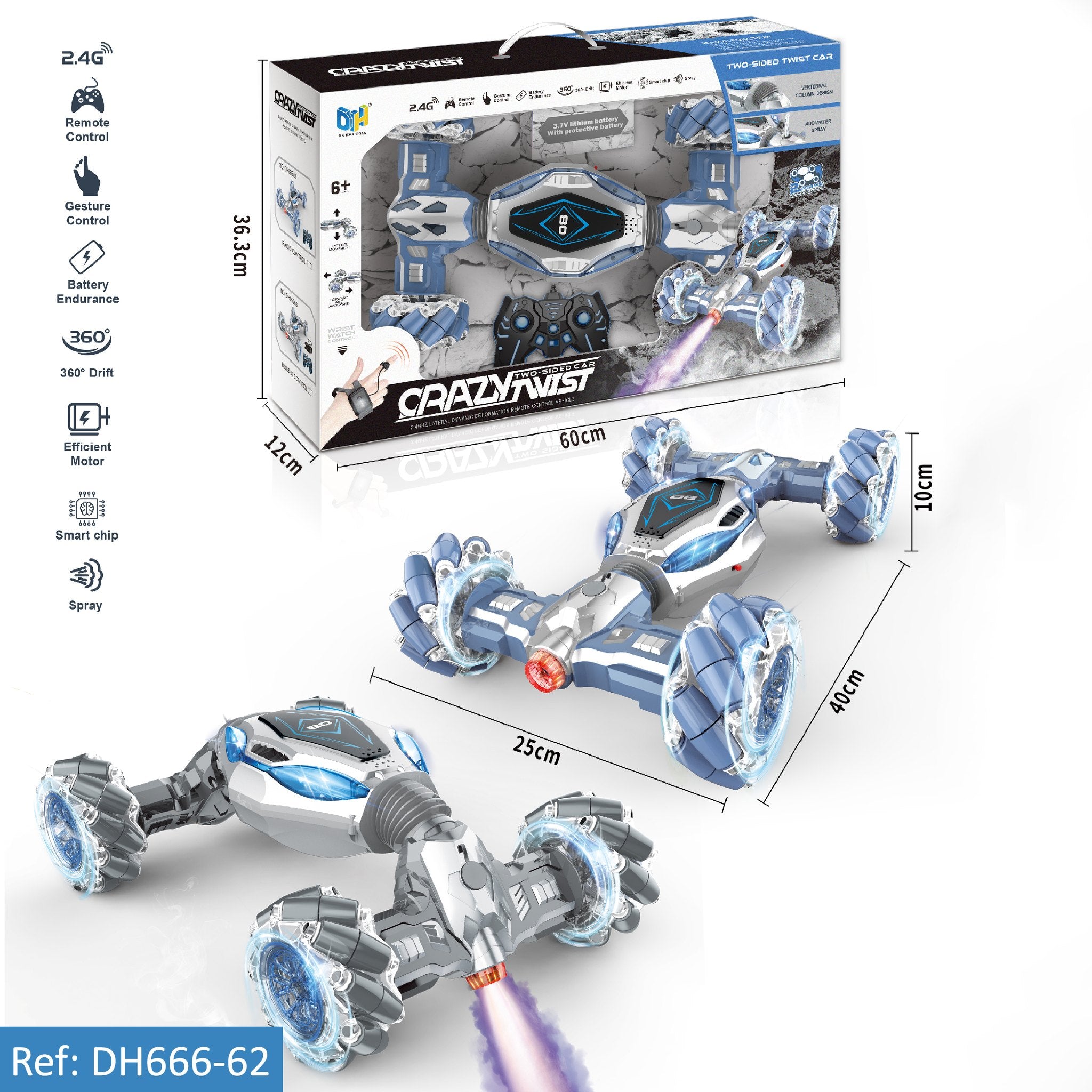 Twist Two Sided RC Car 1:12 with Light and sound