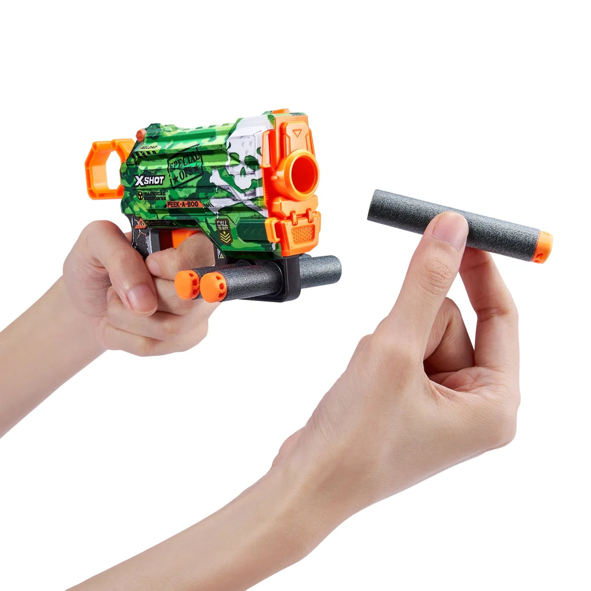 ZURU X-SHOT Small pistol launcher SKINS MENACE With 8 bullets - Mercenary