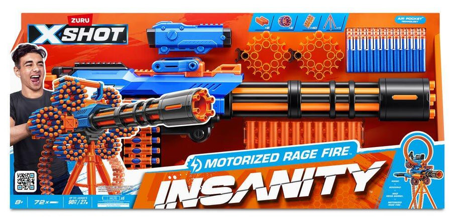 ZURU - X-Shot - Insanity Motorized Rage Fire Gatling Gun with Tripod (72 Darts)