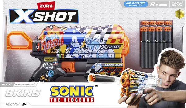 ZURU X-SHOT Blaster Sonic Series 1 Skins Flux With 8 Darts - Super Speed