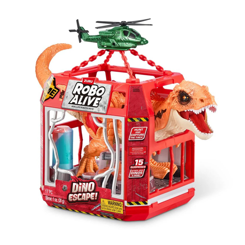 ZURU Robo Alive Dino Escape! T-Rex Robotic Toy Playset (15+ Surprises)