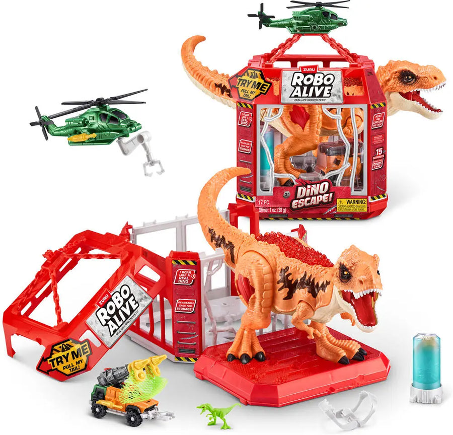 ZURU Robo Alive Dino Escape! T-Rex Robotic Toy Playset (15+ Surprises)