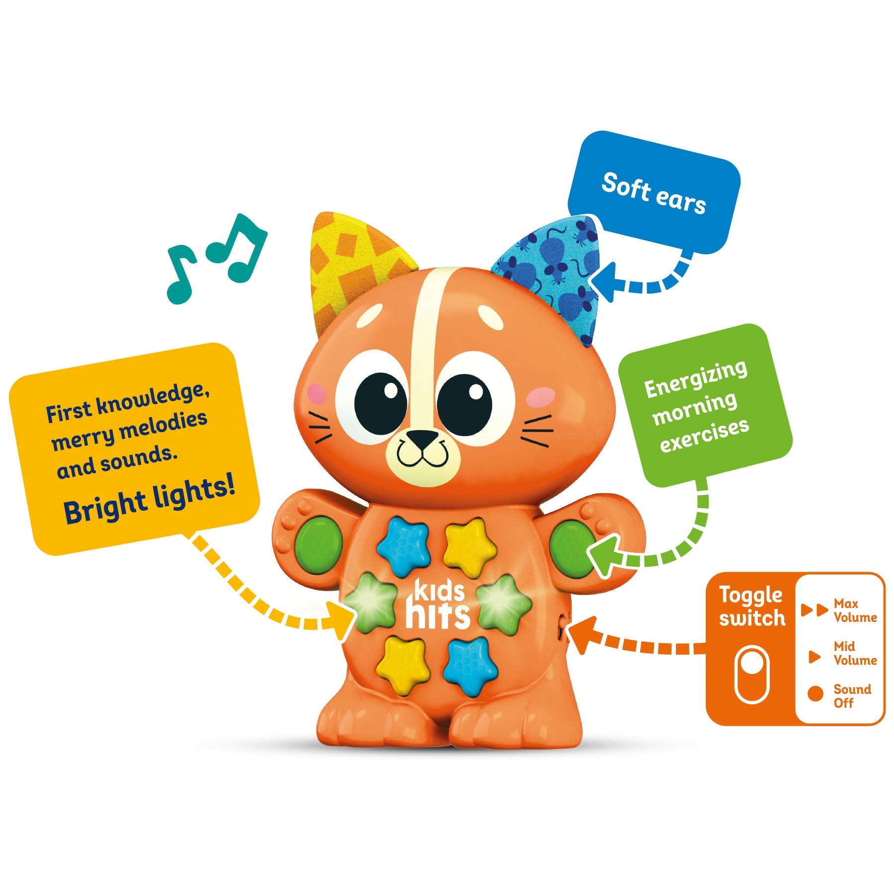 لعبة كيدز هيتس التعليمية للأطفال الصغار - قطة موسيقية