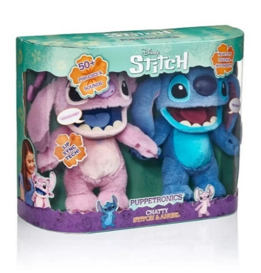 WOW STUFF Disney Chatty Stitch & Angel Deluxe Puppetronic Twin Pack