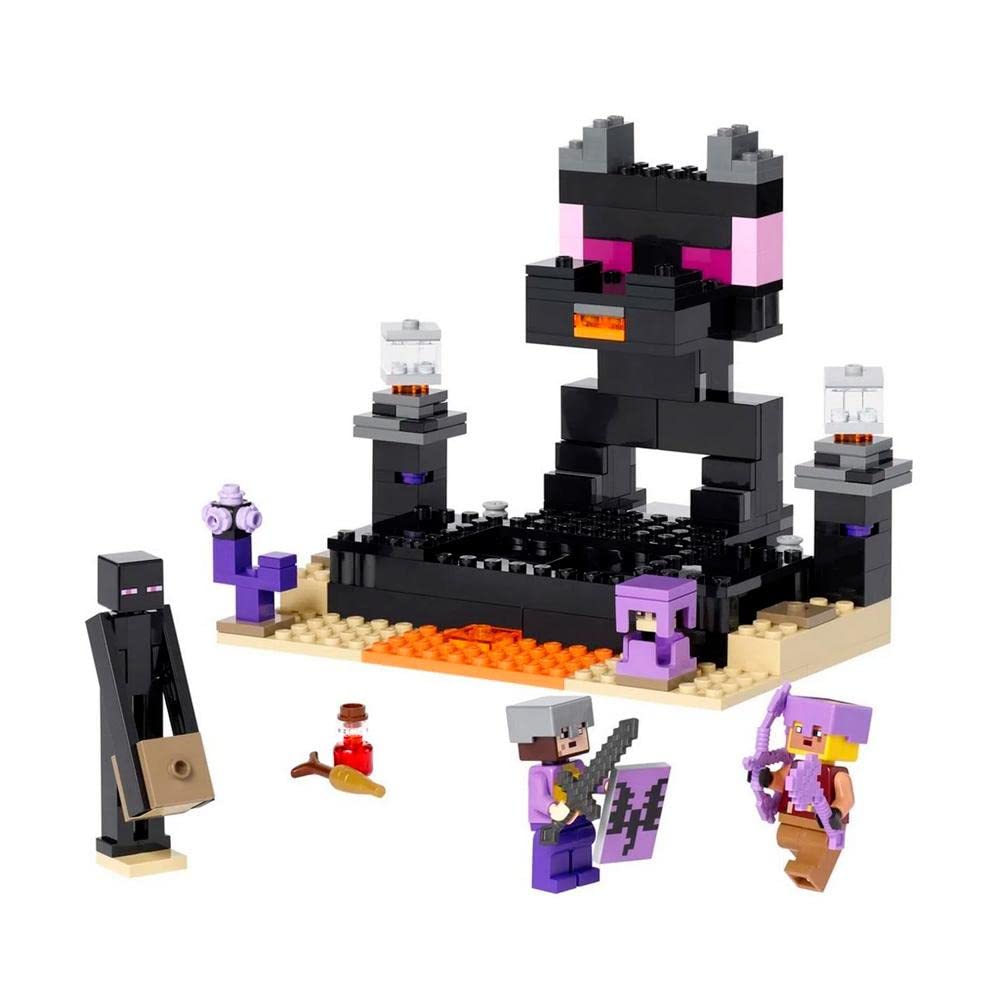 LEGO Minecraft The End Arena 21242, Player-vs-Player Battle Playset with Lava, Ender Dragon and Enderman Figures, Action Toys for Kids 8 Plus Years Old