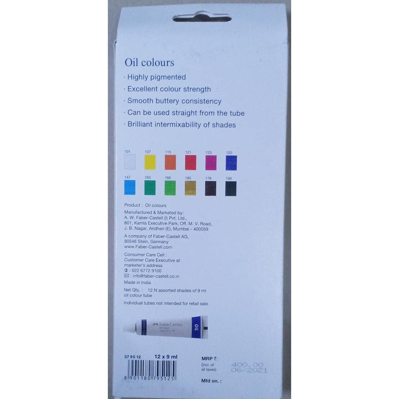 Faber-Castell 12 Oil Paints, Multi, 9ml