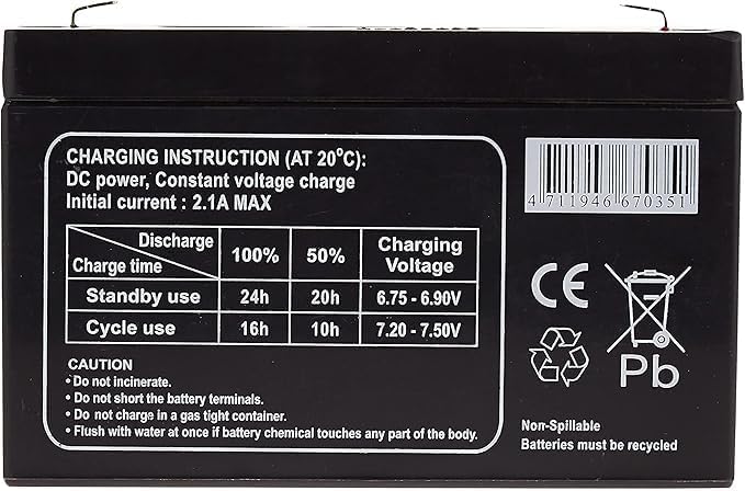Lead Acid Rechargeable Battery 6V 7Ah