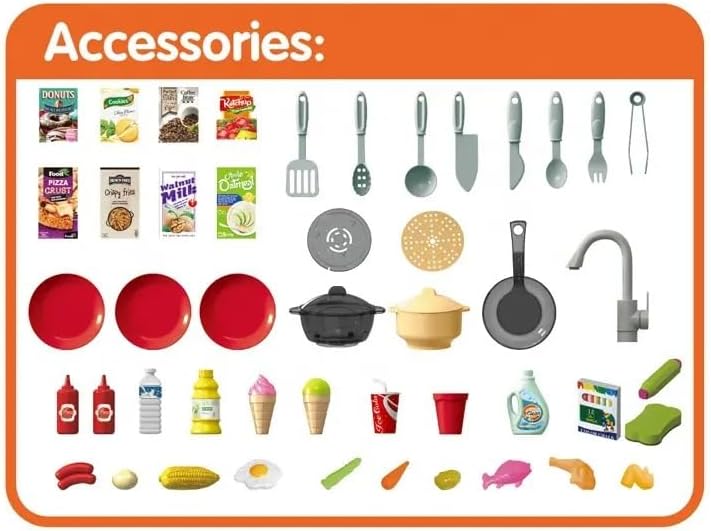 Talented Chef 85-Piece Kids Kitchen Playset with Realistic Steam, Light, and Sound – 83cm Tall Home Chef Toy