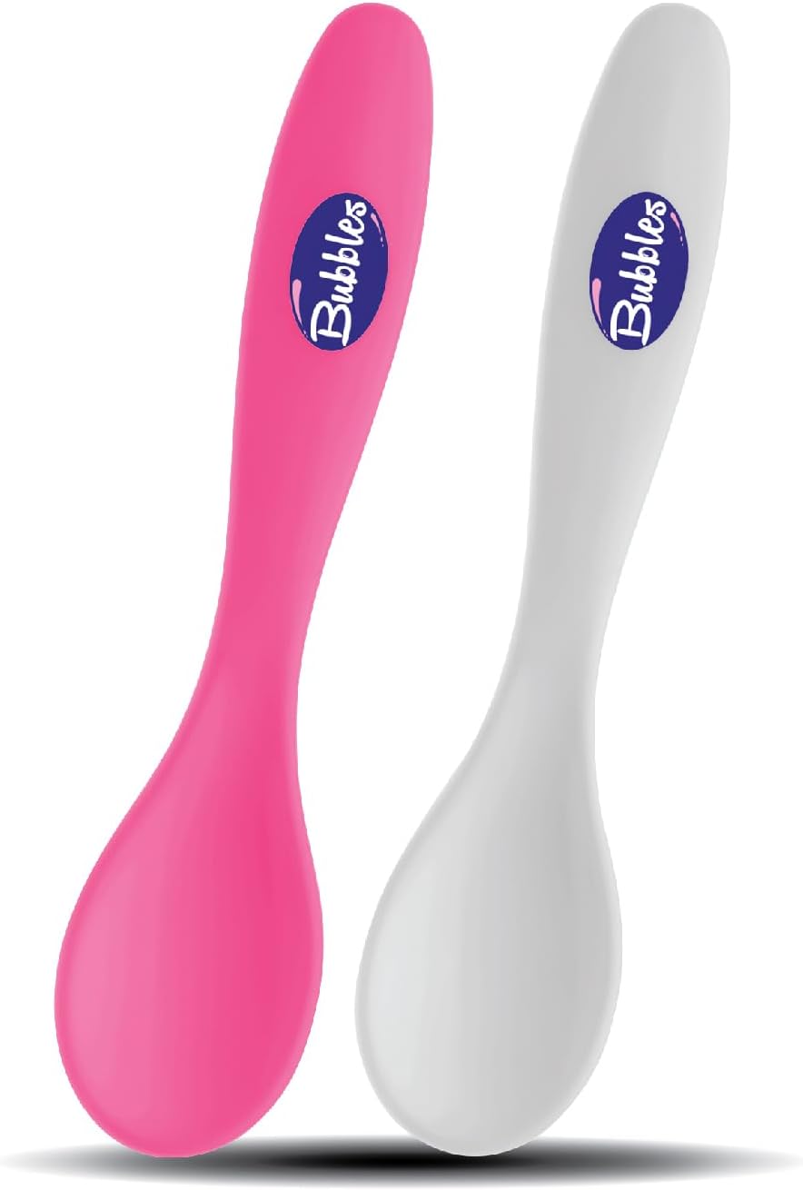 Bubbles Feeding Spoon for Baby girl  pack of 2 - White with pink