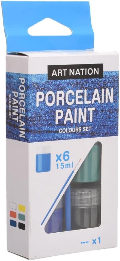 Art Nation 15ml Porcelain Paint Set with Brush - 6 Colors