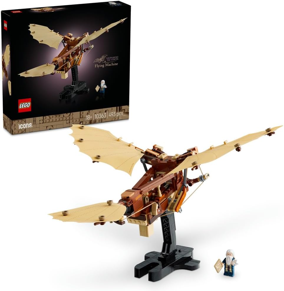 LEGO Icons 10363  Leonardo da Vinci's Flying Machine with Flappable Wings - Incl. a Minifigure & Display Stand - Ornithopter DIY Kit