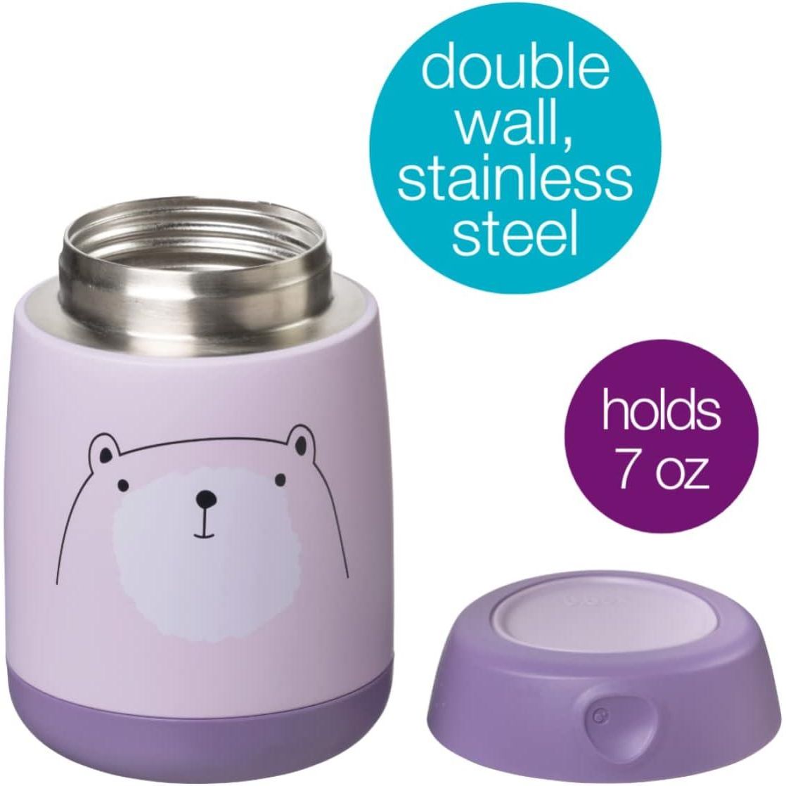 B.Box Bear Hugs Stainless Steel Insulated Baby Canister 210ml (Purple)