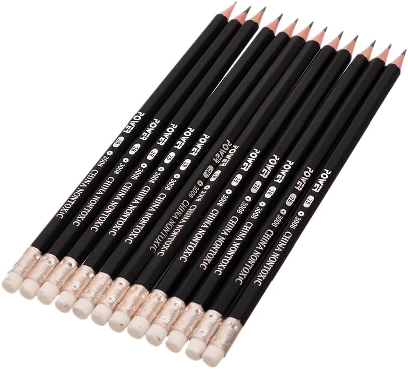 Power en-71 high quality 2B graphite pencil pack of 12 pencils - black