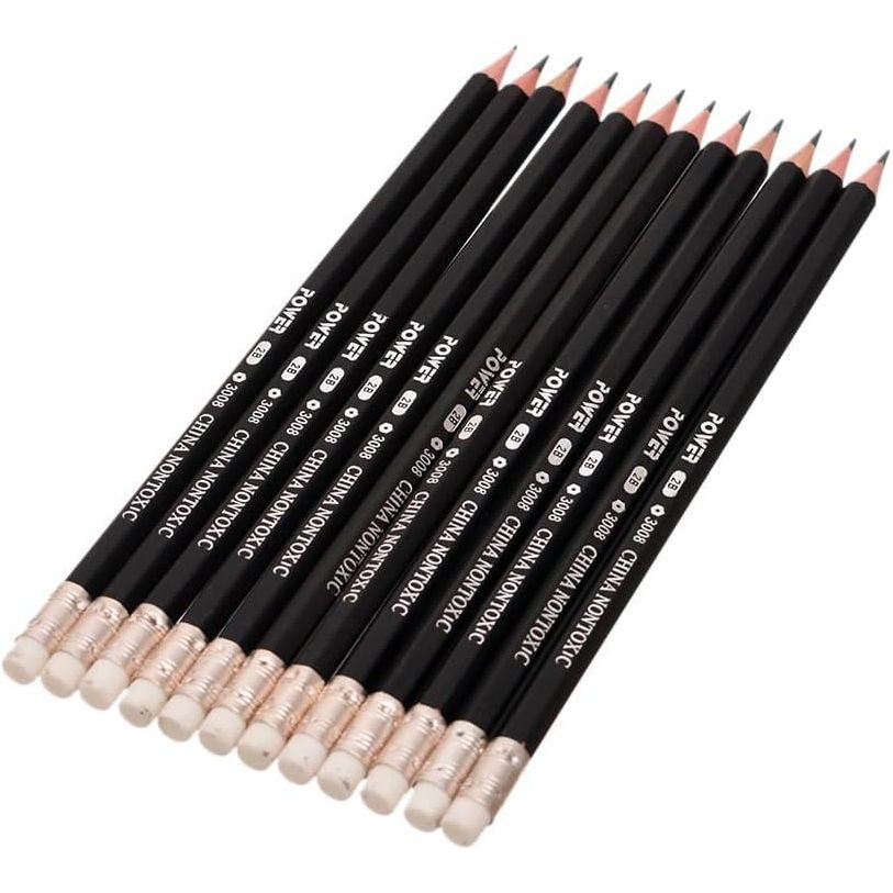 Power en-71 high quality 2B graphite pencil pack of 12 pencils - black