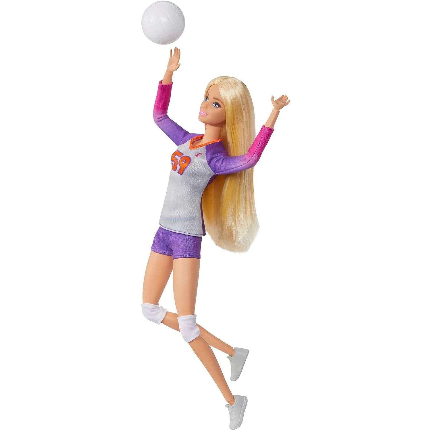 دمية باربي وإكسسواراتها، دمية لاعبة كرة طائرة مصممة للتحرك مع الزي الرسمي والكرة