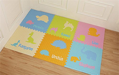 Animals educational interlocking EVA puzzle floor baby play mat for crawling 6 PCS