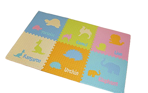 Animals educational interlocking EVA puzzle floor baby play mat for crawling 6 PCS