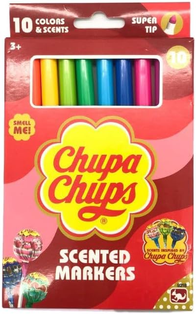 Kangaru Chupa Chups Scented SuperTip Markers 10-Pieces Set, Multicolor