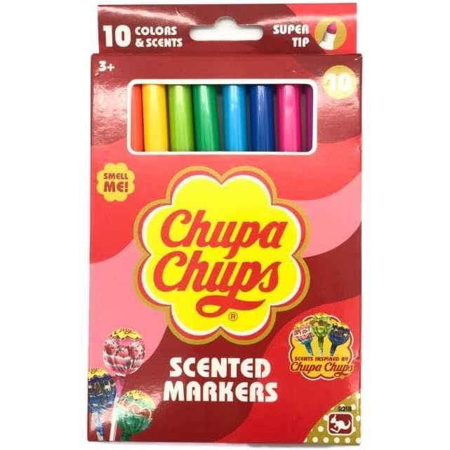 Kangaru Chupa Chups Scented SuperTip Markers 10-Pieces Set, Multicolor