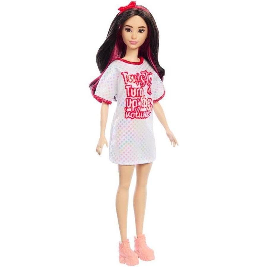 Barbie Fashionistas Doll #214: Black Wavy Hair with Twist ‘n' Turn Dress & Accessories, 65th Anniversary Collectible Fashion Doll