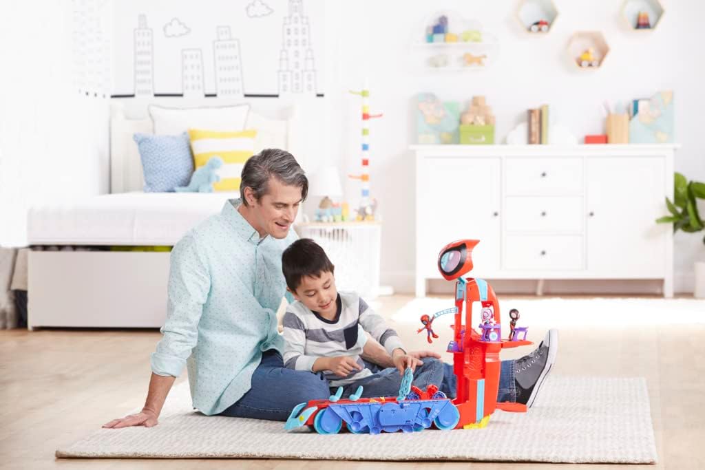 Marvel Spidey and His Amazing Friends Spider Crawl-R: Transforming 2-in-1 Mobile Headquarters Playset with Lights & Sounds