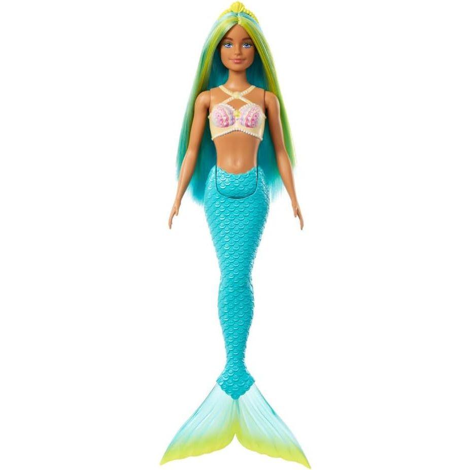 Barbie Mermaid Dolls with Fantasy Hair and Headband Accessories, Mermaid Toys with Shell-Inspired Bodices and Colorful Tails