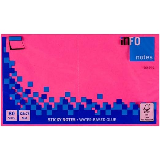 Info 5655-33 Sticky Notes, 12.5x7.5cm, 80 Sheets