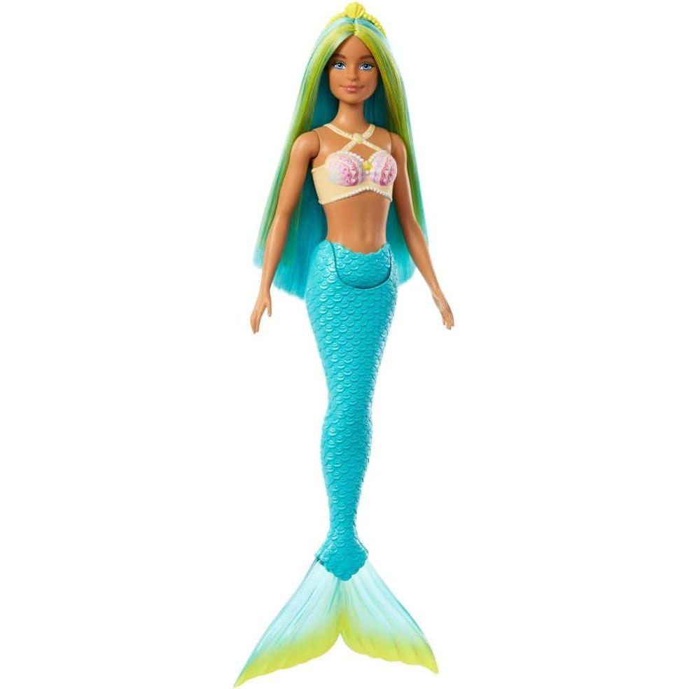 Barbie Mermaid Dolls with Fantasy Hair and Headband Accessories, Mermaid Toys with Shell-Inspired Bodices and Colorful Tails