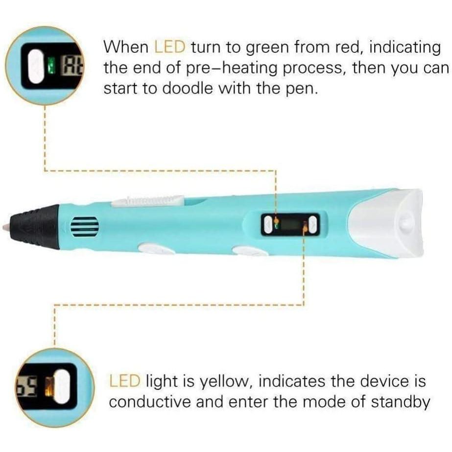 Scriptronics 3D Pen for Kids, 5m 3 Color PLA Filament, 3D Doodle Pen Creative Toys - Colors may vary