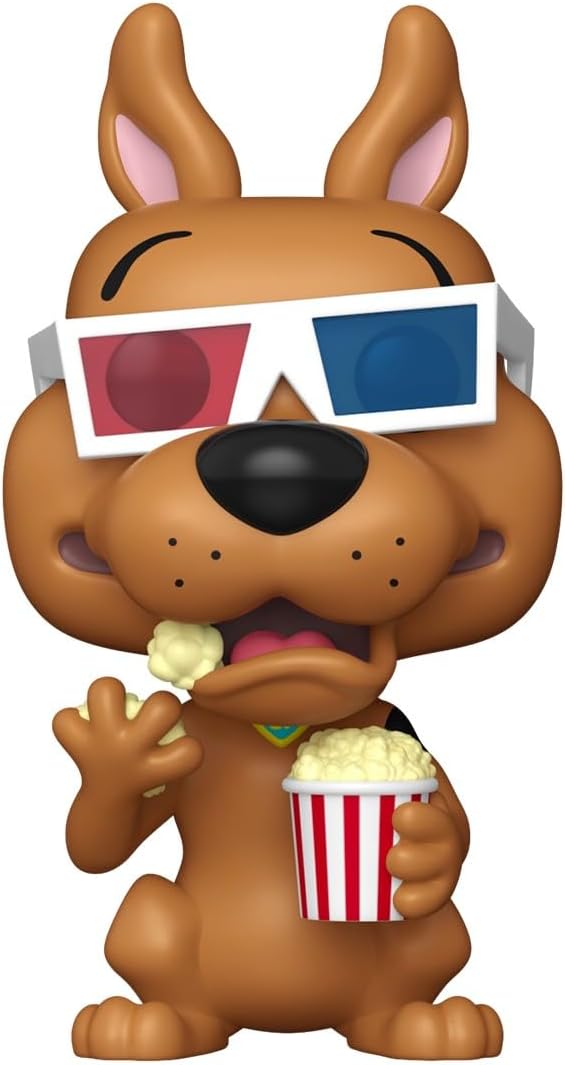 Scooby-Doo figurine with 3D glasses and popcorn