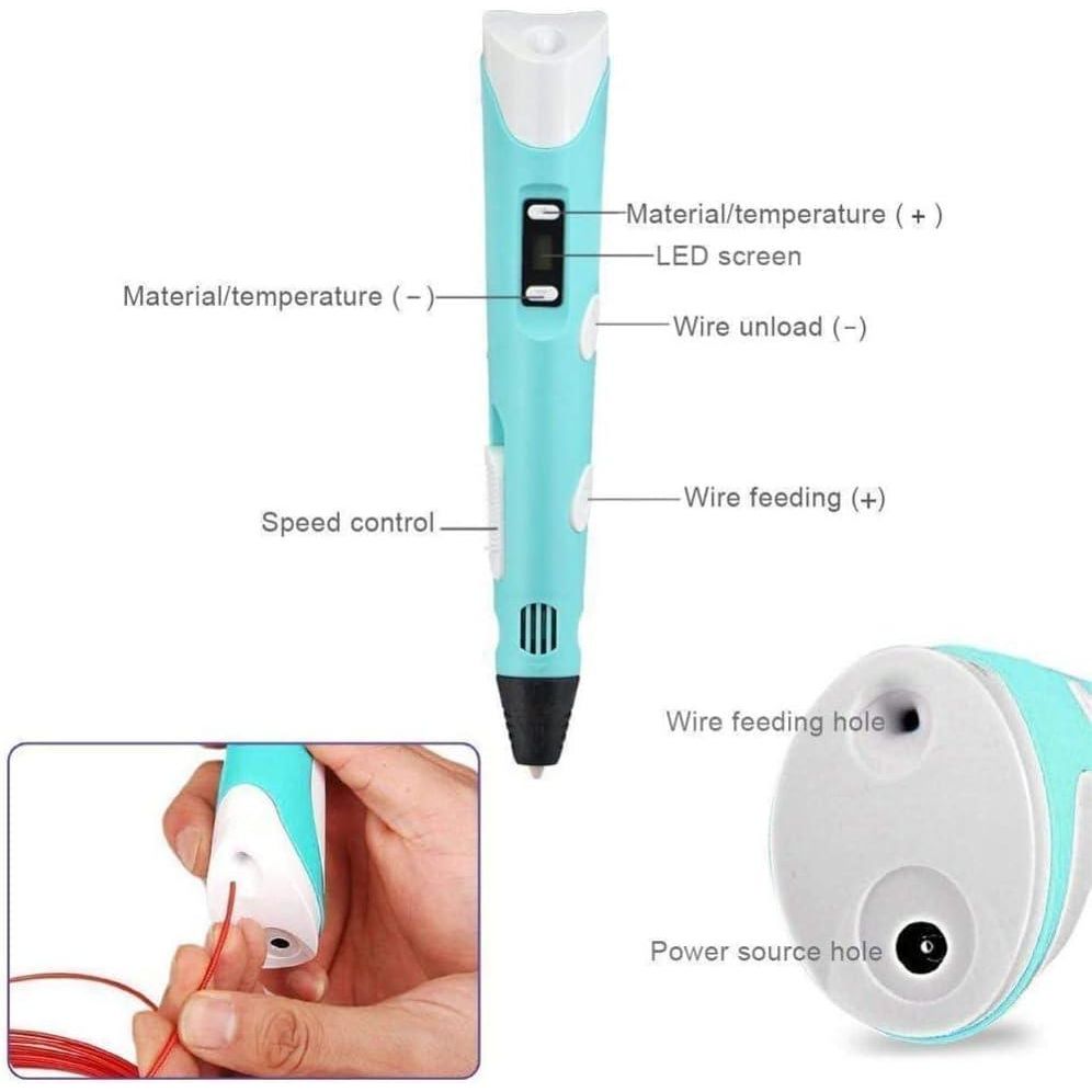 Scriptronics 3D Pen for Kids, 5m 3 Color PLA Filament, 3D Doodle Pen Creative Toys - Colors may vary
