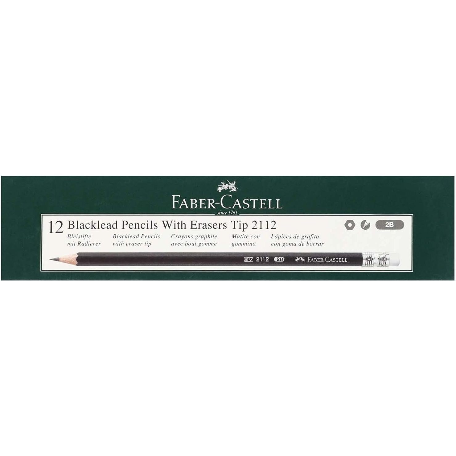 Faber-Castell Blacklead Pencils 2B with Erasers Tip 2112 (Pack of 12)