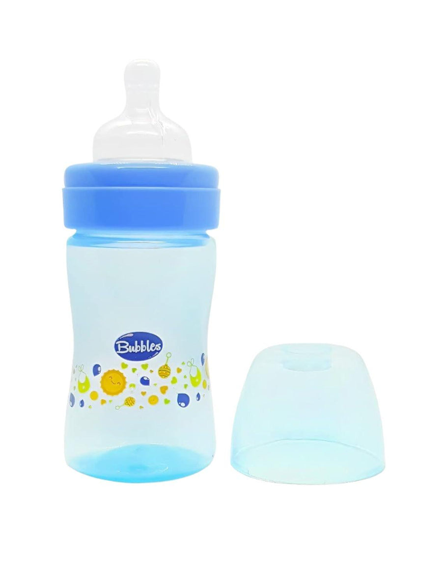 Bubbles natural feeding bottle without hand 180 ml - blue ( Style on bottle May vary )