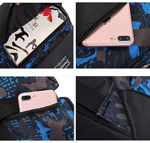 حقيبة ظهر Asge للأولاد في المدارس، حقيبة ظهر مموهة للأطفال، حقيبة كتب للمرحلة الإعدادية، حقيبة ظهر مقاومة للماء للسفر (أزرق)