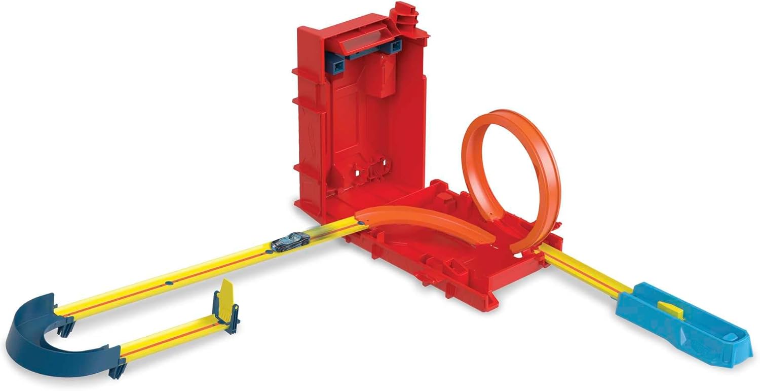 مجموعة سيارات هوت ويلز، مجموعة بناء مسارات غير محدودة، صندوق وقود، 14 قطعة، ومركبة بمقياس 1:64 