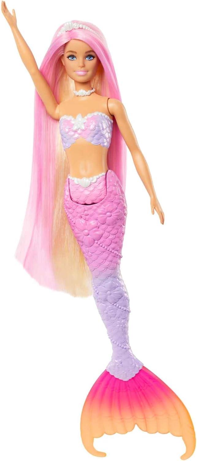 Mattel Barbie “Malibu” Mermaid Doll With Color Change Feature, Pet Dolphin And Accessories