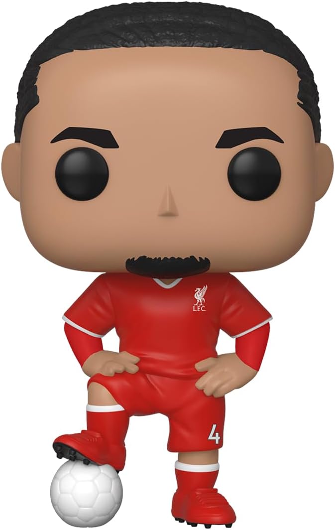 Funko Pop! vinyl figure of a soccer player in a red jersey with a ball at its feet 