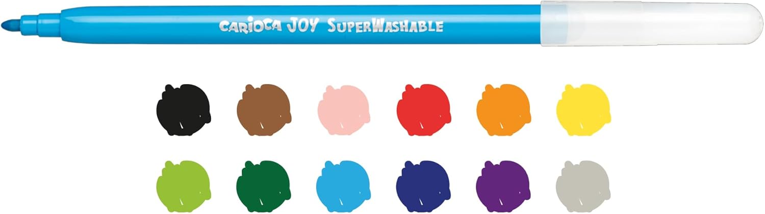 Carioca super washable fine nib color markers - set of 12