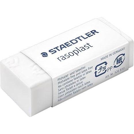 Staedtler Rasoplast High Polymer White Eraser, Box of 30, 526 B30