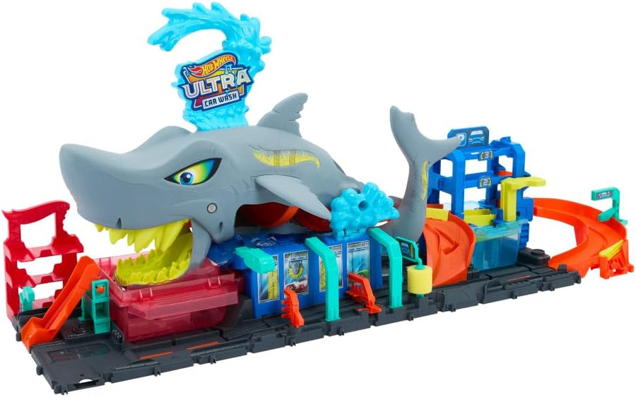 Hot Wheels Let's Race Netflix - City Shark Wash Station with 1:64 Scale Color Reveal Car, Colour Changing Function and Storage