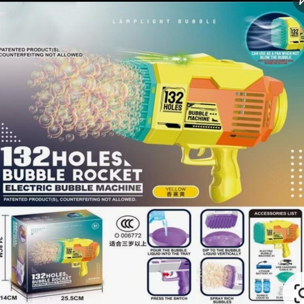 Electric Bubble Machine 132 Holes Bubble Rocket