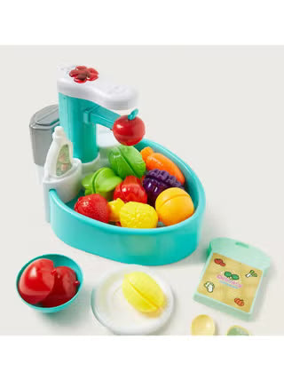 Play at Home Real Working Sensor Faucet Kitchen Sink Toy with Play Food